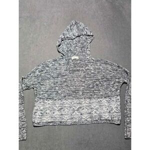 Hollister California Knit Hoodie Sweater‎ Gray White XS/S Pullover Y2K